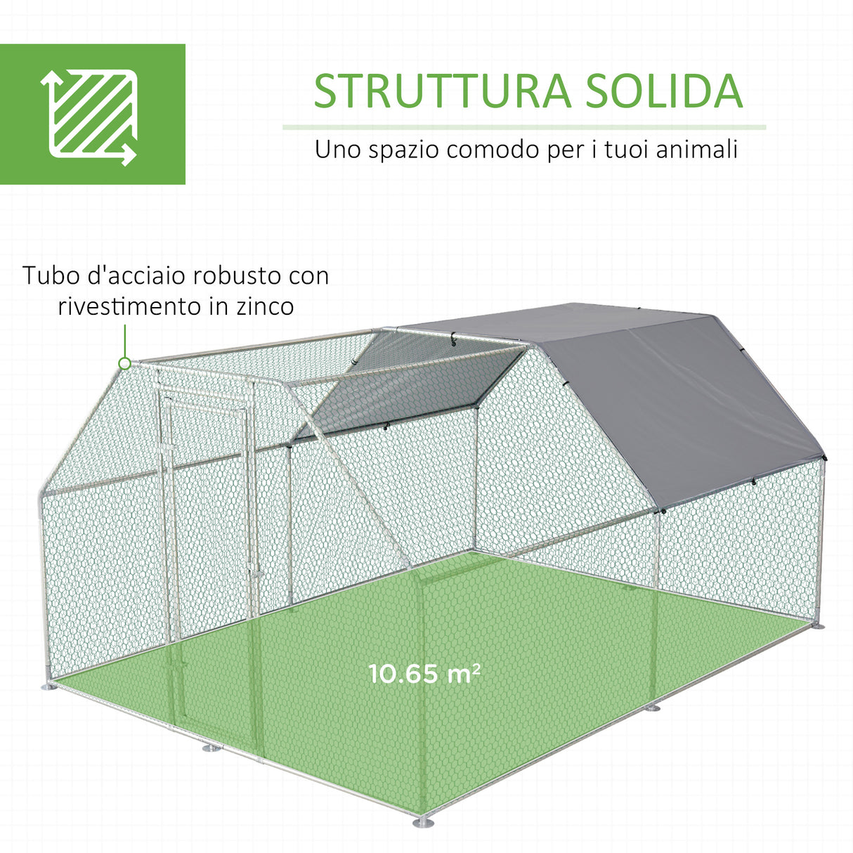 easycomfort easycomfort pollaio da giardino gabbia per esterno zincato con rete in plastica e copertura per animali w280d380h195cm