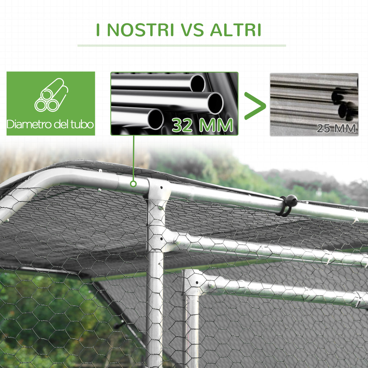 easycomfort easycomfort pollaio da giardino gabbia per esterno zincato con rete in plastica e copertura per animali w280d380h195cm