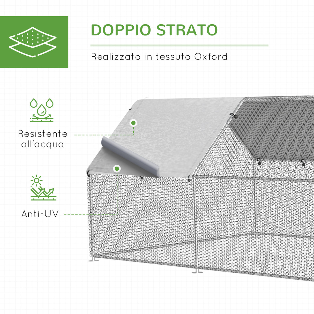 easycomfort easycomfort gabbia recinto per galline in metallo porta con blocco e copertura oxford