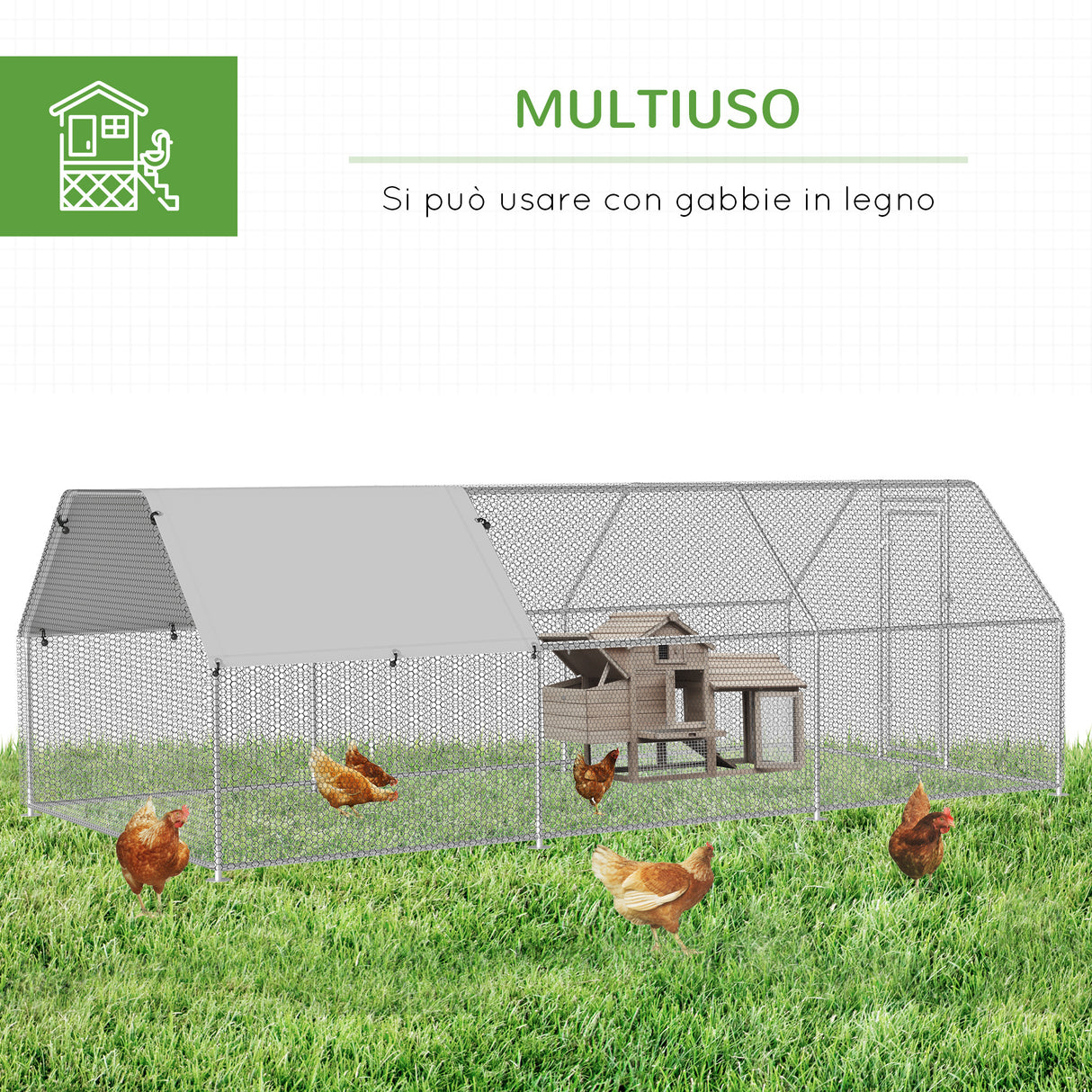easycomfort easycomfort gabbia recinto per galline in metallo porta con blocco e copertura oxford