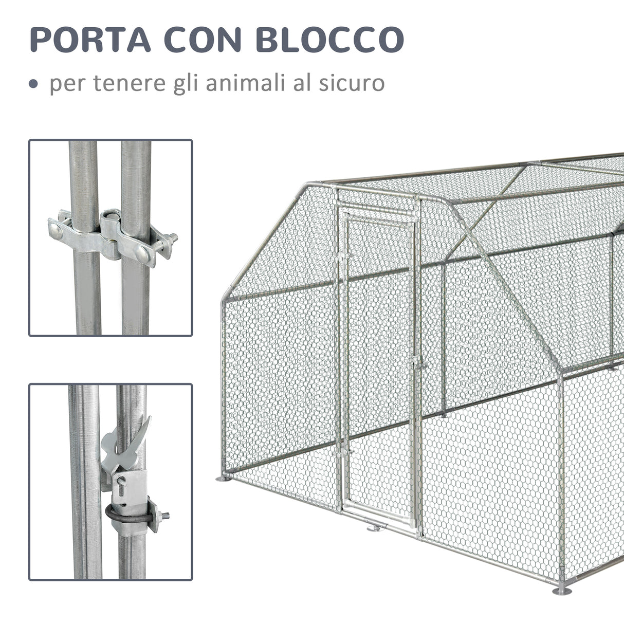 easycomfort easycomfort gabbia recinto per galline in metallo porta con blocco e copertura oxford