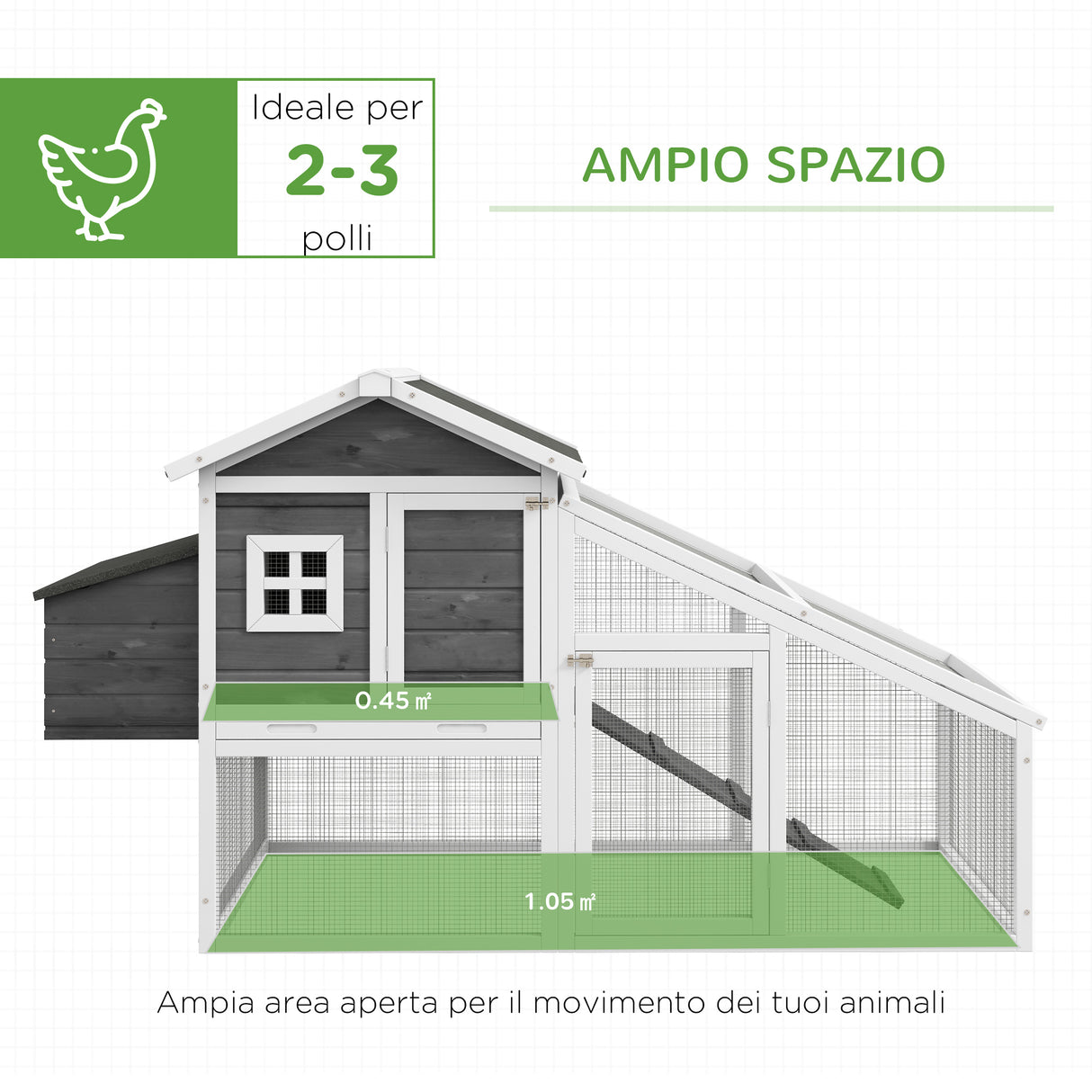 easycomfort easycomfort gabbia per galline o anatre pollaio prefabbricato in legno con tetto impermeabile 178x95x100 cm grigio