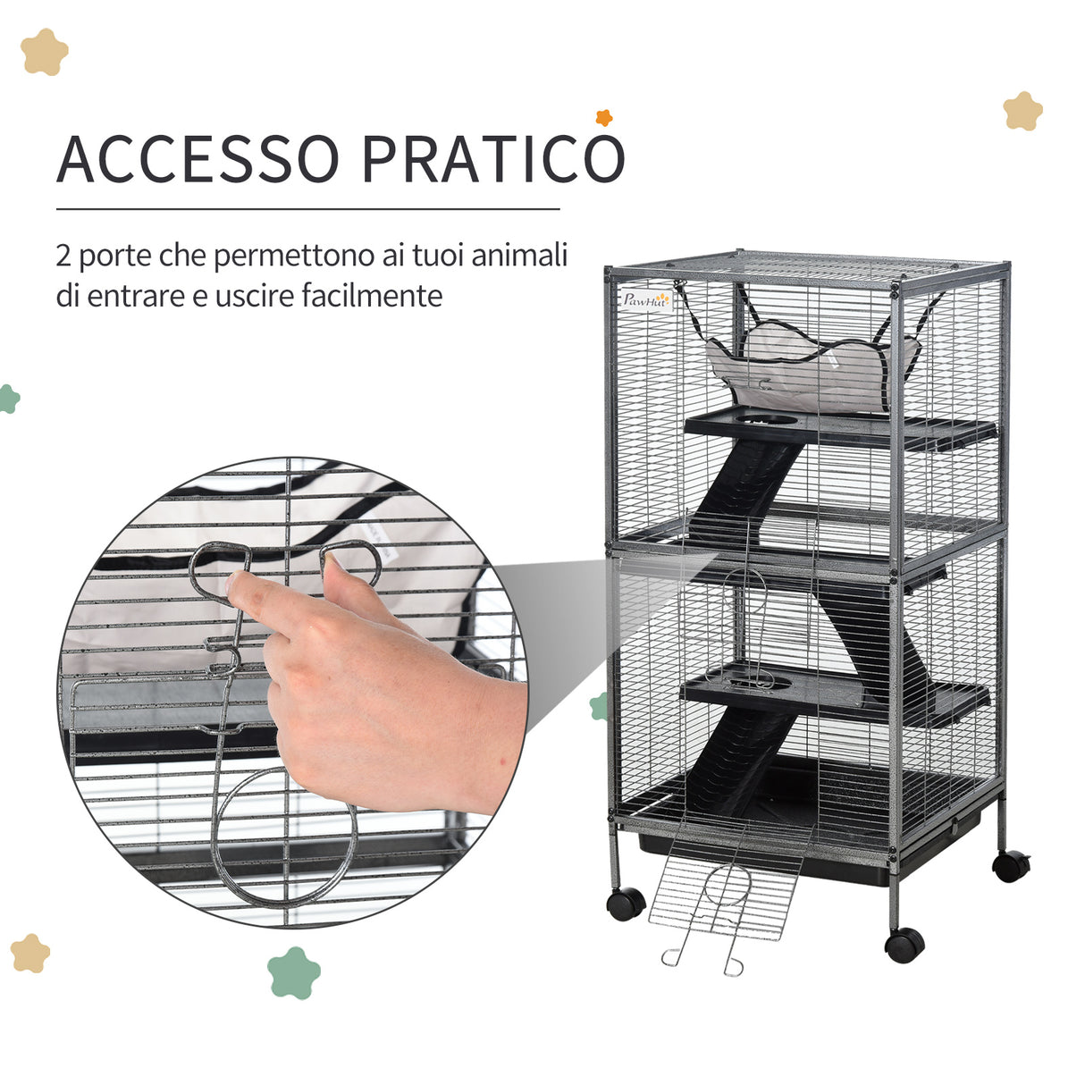 easycomfort easycomfort gabbia in metallo per roditori 4 livelli con vassoio rimovibile 52 x 52 x 113.5cm ean 8054144134680