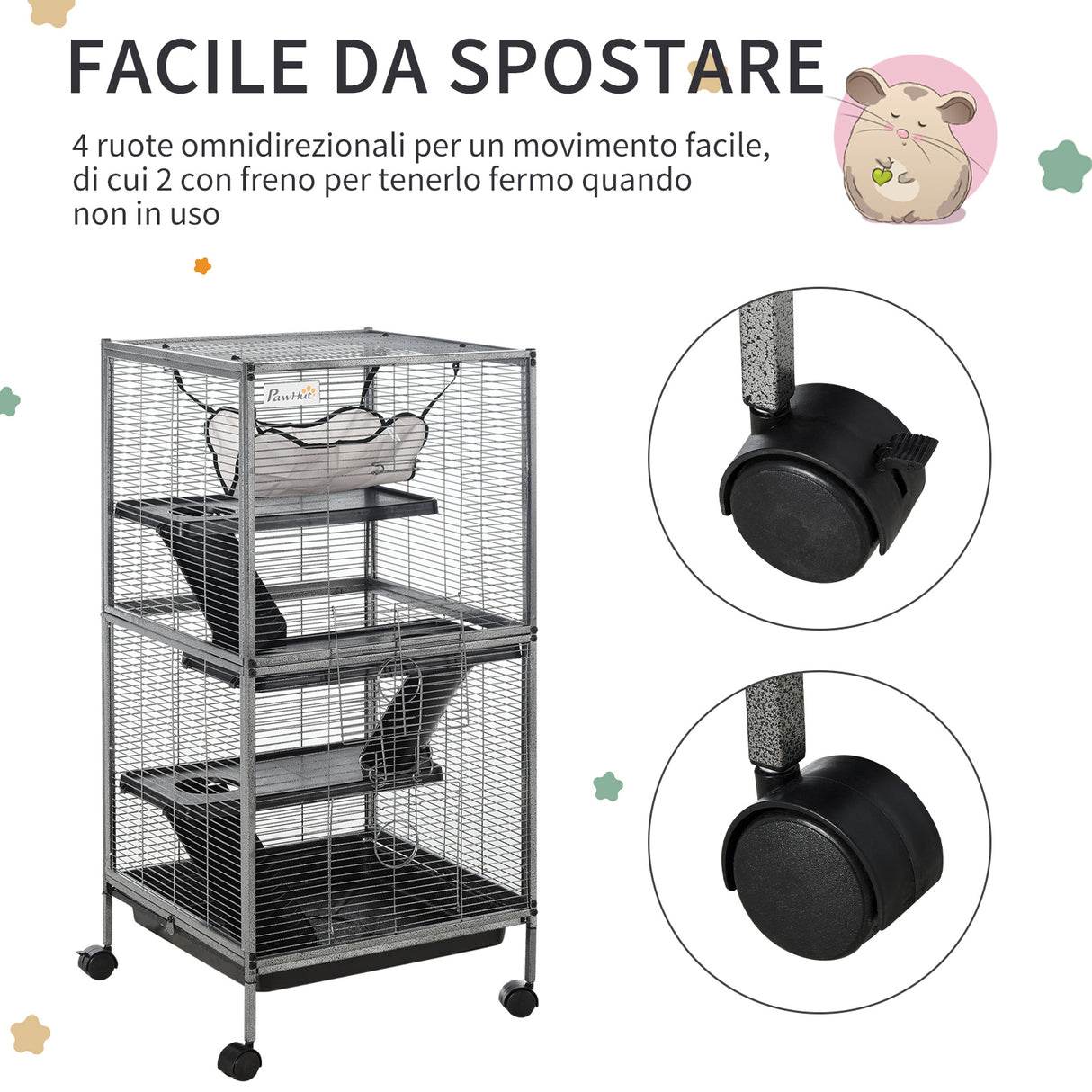 easycomfort easycomfort gabbia in metallo per roditori 4 livelli con vassoio rimovibile 52 x 52 x 113.5cm ean 8054144134680