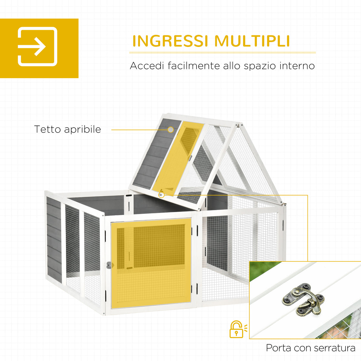 easycomfort easycomfort conigliera da esterno e interno con tetto apribile gabbia per 2 4 conigli grigia
