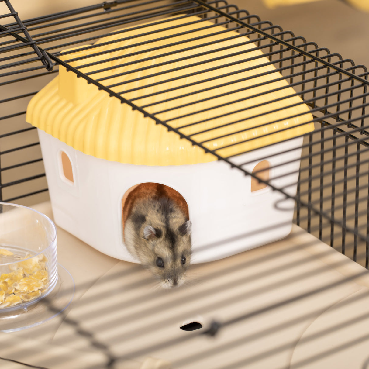 easycomfort easycomfort gabbia per criceti multilivello con casetta mangiatoia e abbeveratoio tunnel e ruota gabbietta per piccoli roditori con 4 rotelle nero