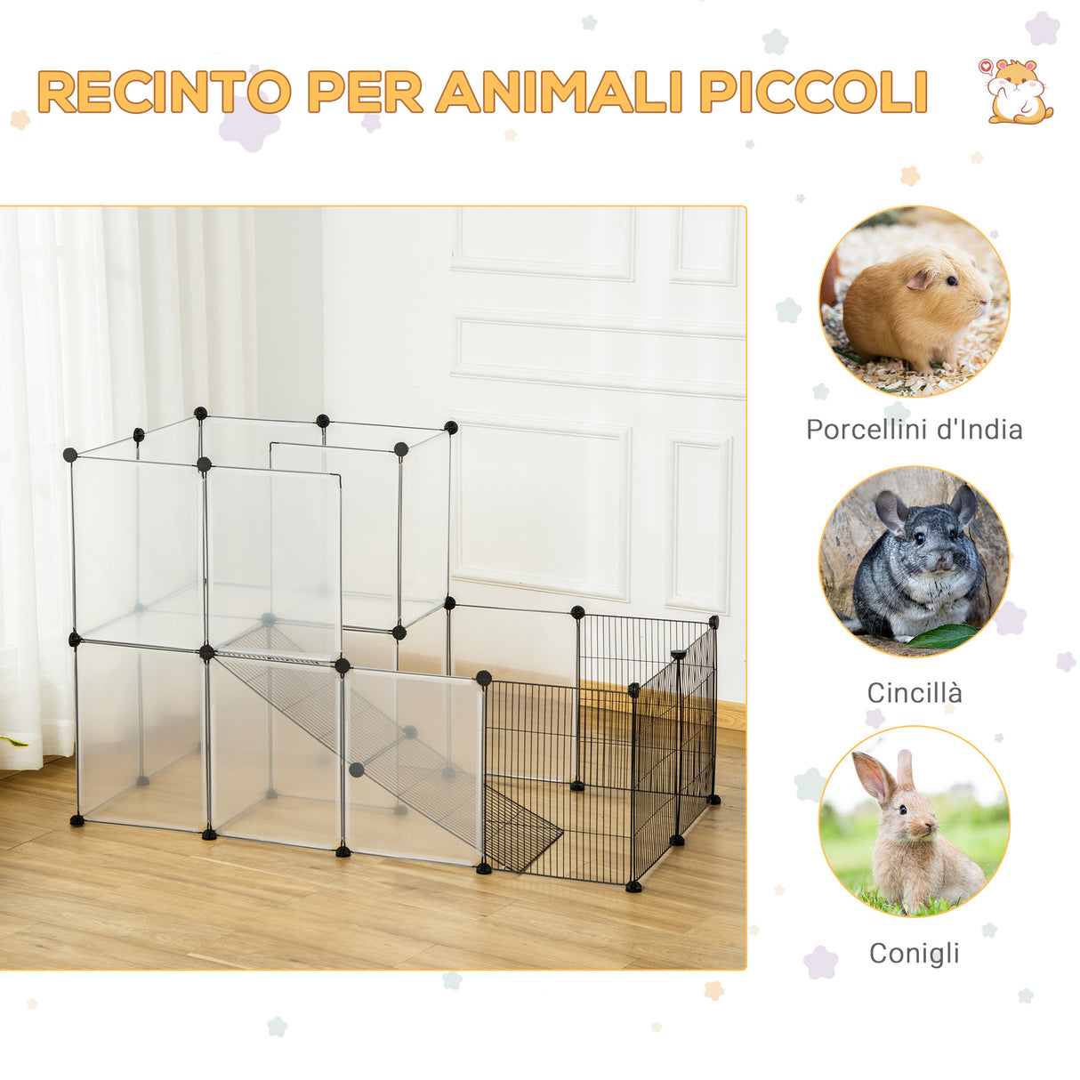 easycomfort easycomfort recinto modulare per conigli e animali di piccole dimensioni 27 pannelli acciaio e resina nero