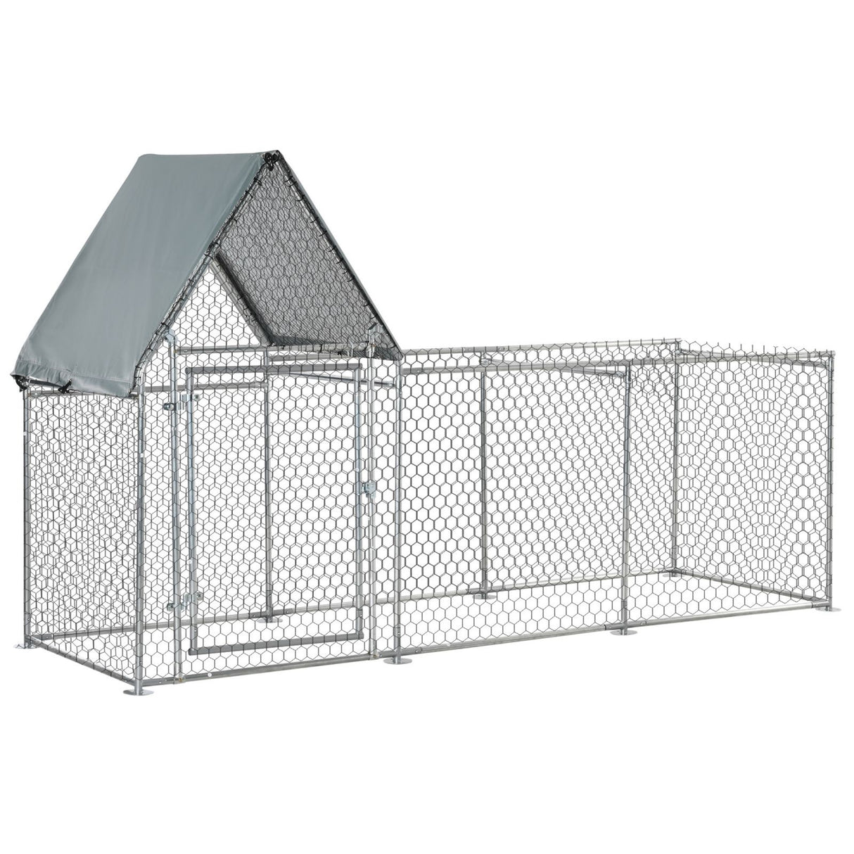 easycomfort easycomfort recinto per galline in acciaio galvanizzato con telo di protezione in oxford 302x107x172cm argento
