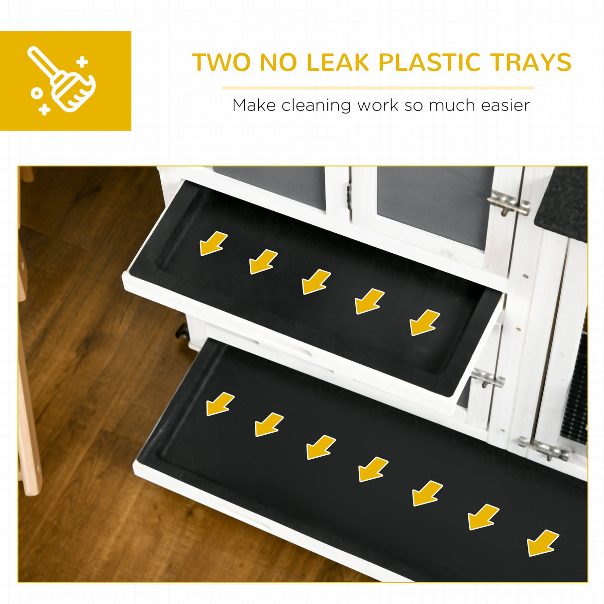 easycomfort easycomfort conigliera da esterno per 2 conigli in legno con vassoio estraibile e area di corsa 110x60x104 cm