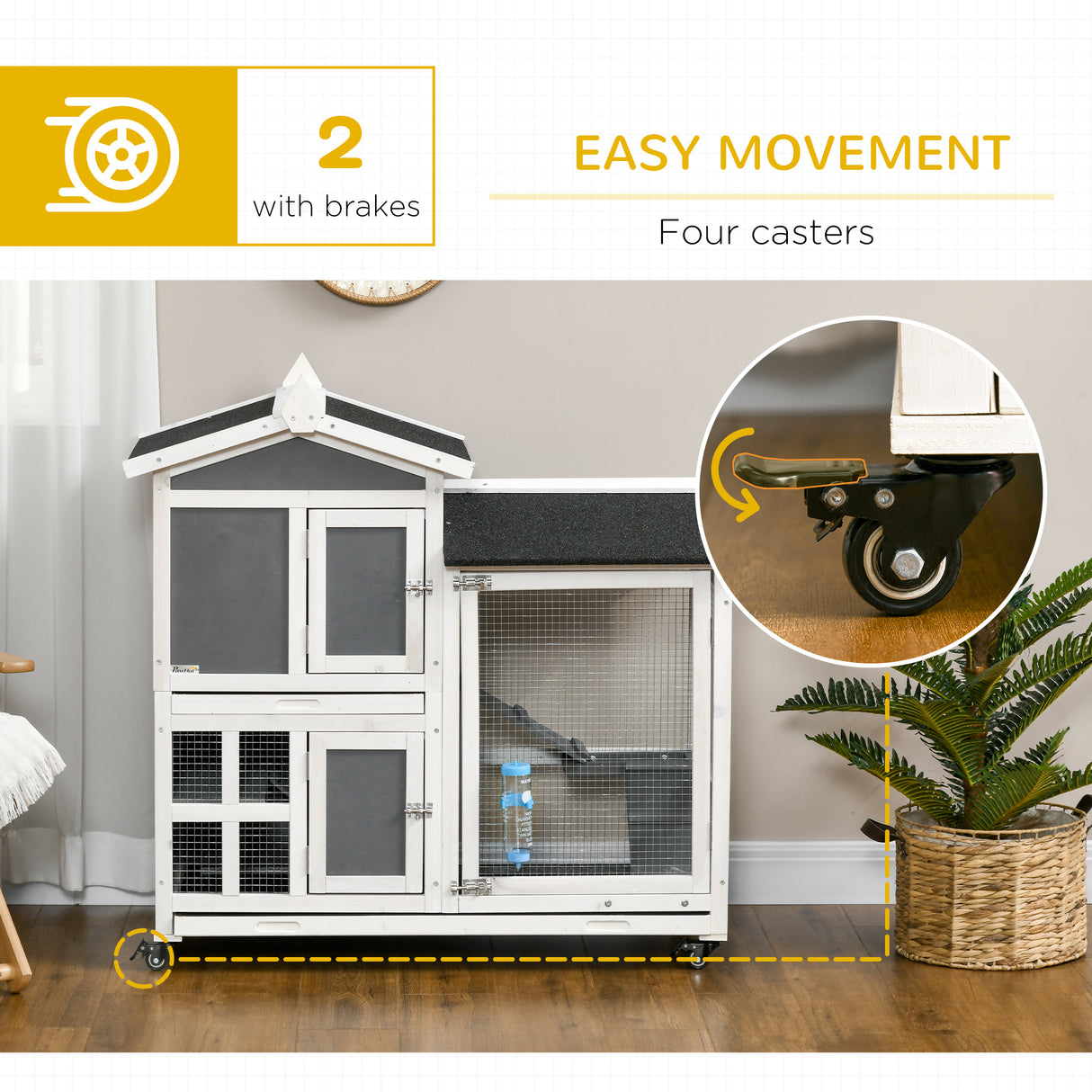 easycomfort easycomfort conigliera da esterno per 2 conigli in legno con vassoio estraibile e area di corsa 110x60x104 cm