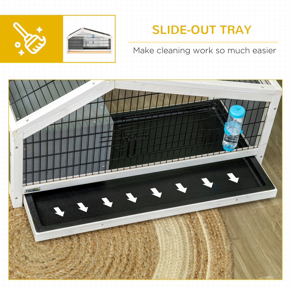 easycomfort easycomfort conigliera in legno con casetta e area aperta per 1 coniglio 90x53x50cm grigio scuro