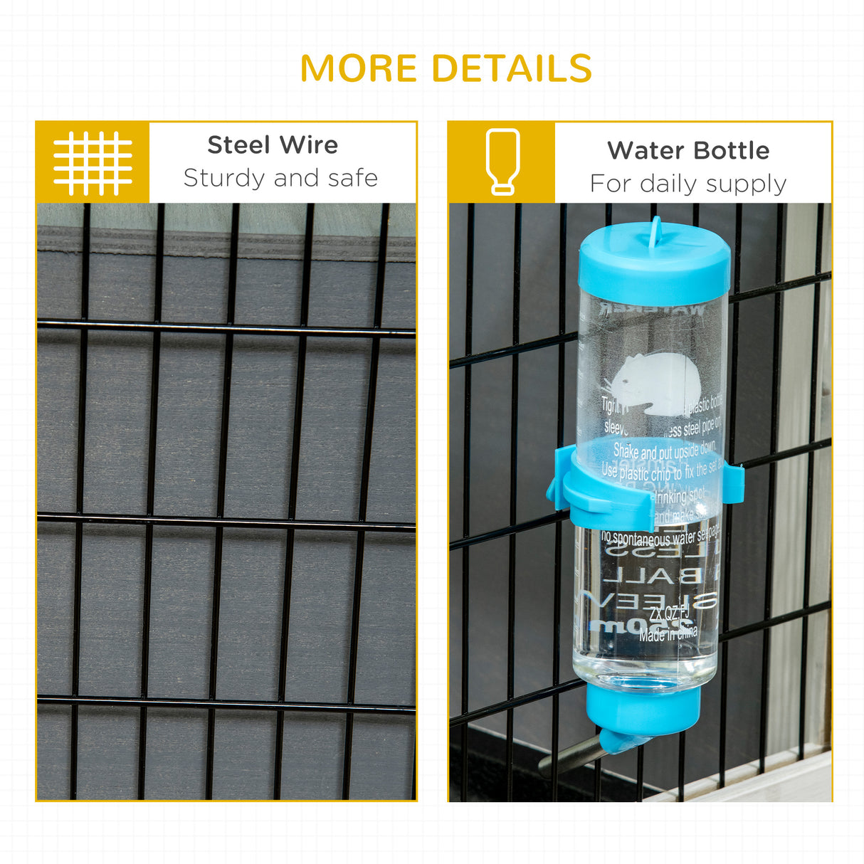 easycomfort easycomfort conigliera in legno con casetta e area aperta per 1 coniglio 90x53x50cm grigio scuro