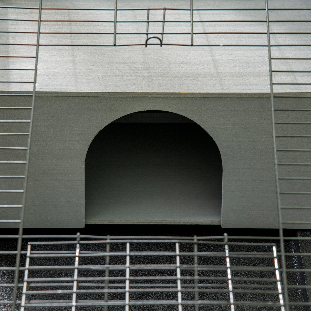 easycomfort easycomfort conigliera in legno con casetta e area aperta per 1 coniglio 90x53x50cm grigio scuro