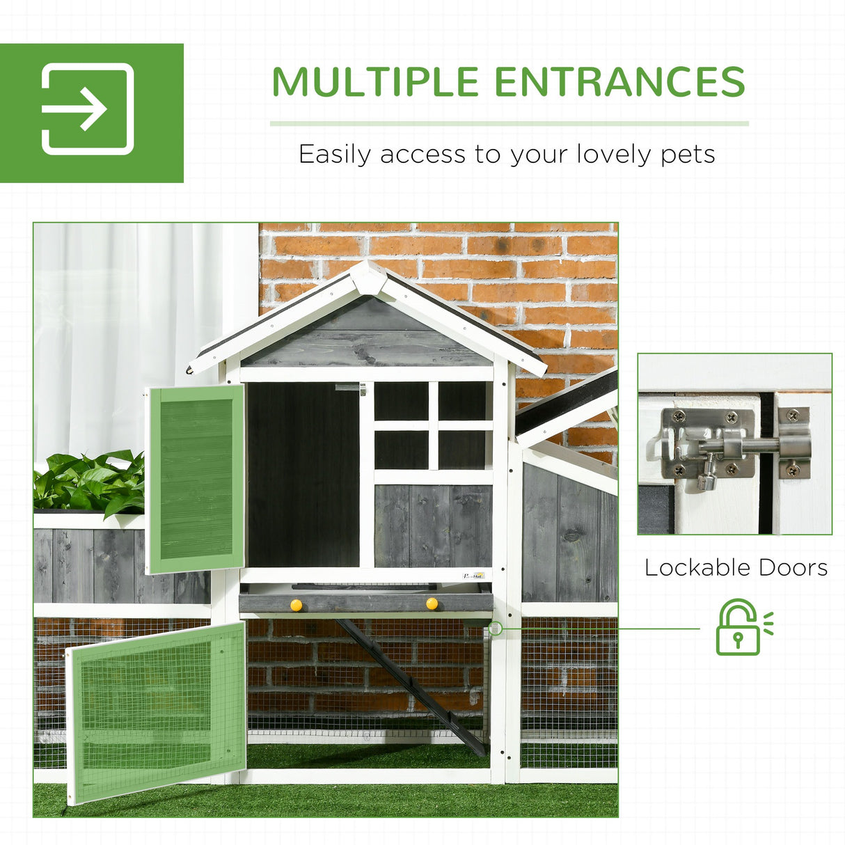 easycomfort easycomfort pollaio prefabbricato in legno con area aperta casetta e nido 161 5x62 5x115cm grigio