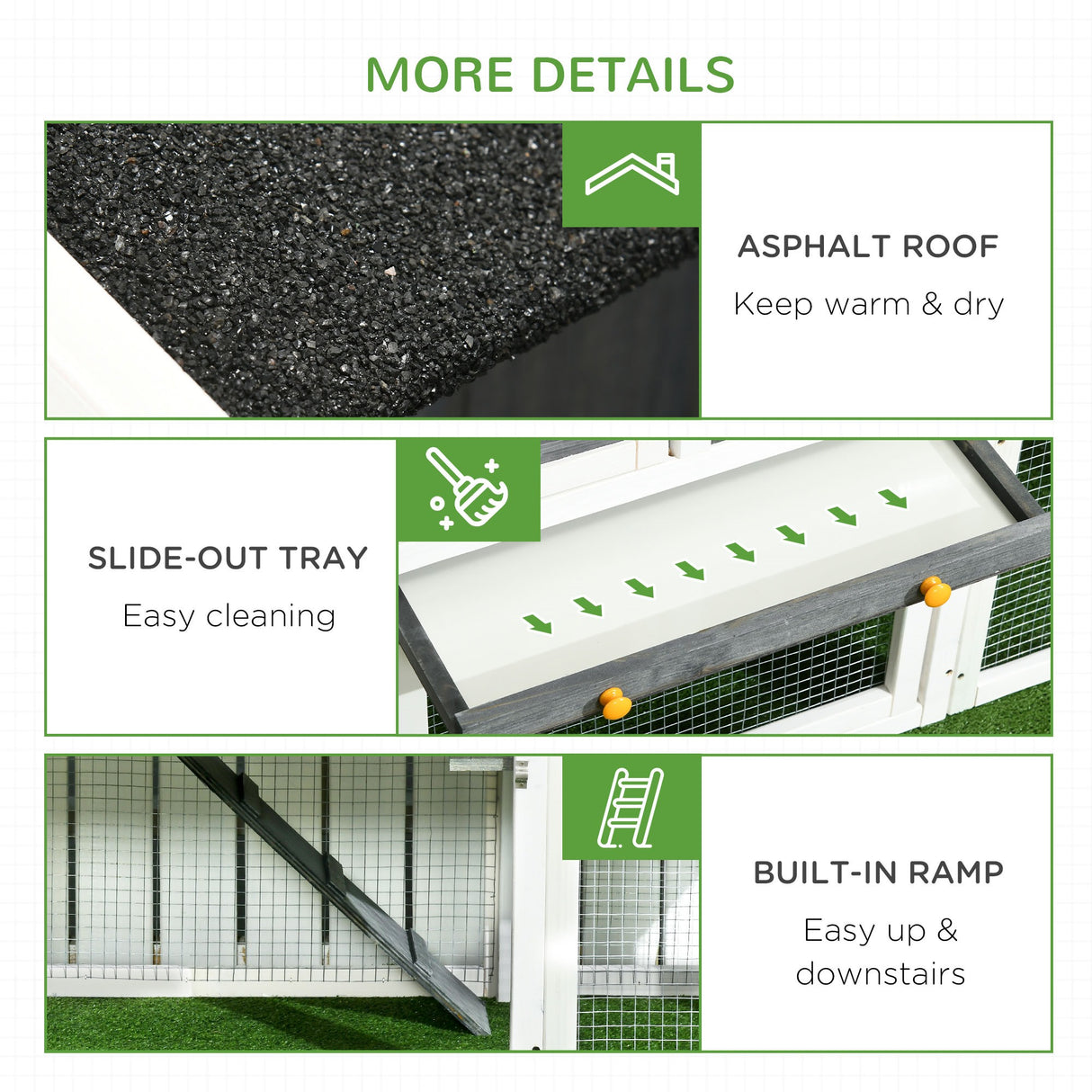 easycomfort easycomfort pollaio prefabbricato in legno con area aperta casetta e nido 161 5x62 5x115cm grigio