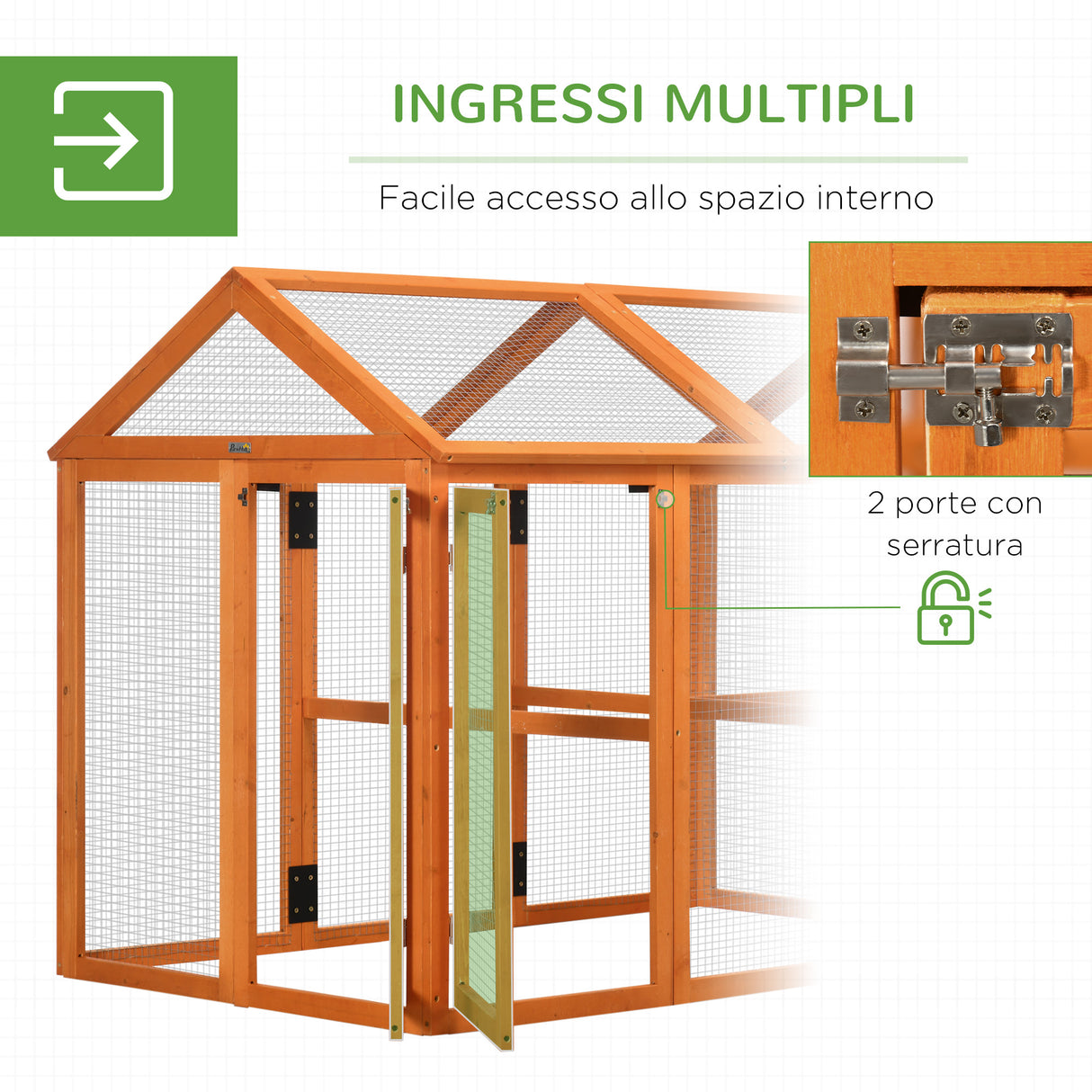 easycomfort easycomfort gabbia per galline in legno con porte multiple e rete in metallo 140x88 5x106cm arancione