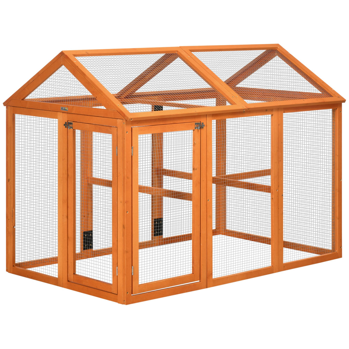 easycomfort easycomfort gabbia per galline in legno con porte multiple e rete in metallo 140x88 5x106cm arancione