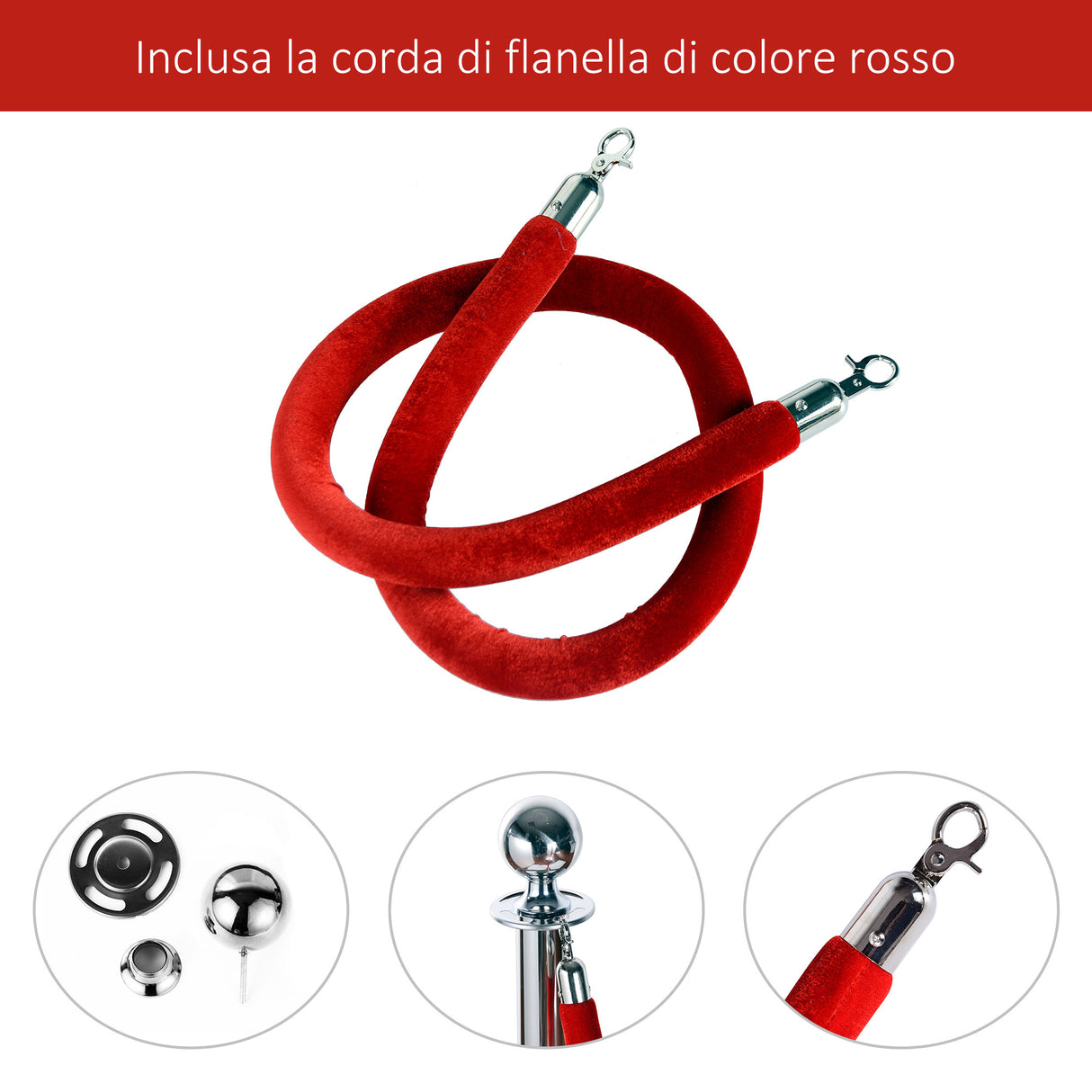 easycomfort easycomfort transenne elimina separacode paletti di delimitazione con corde rosso acciaio inox 32 x 95cm