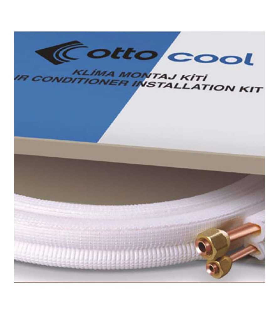 ottocool kit installazione varie misure per climatizzatore 7000 9000 12000 btu tubi rame cartellati da 14 e 38 e tubo condensa