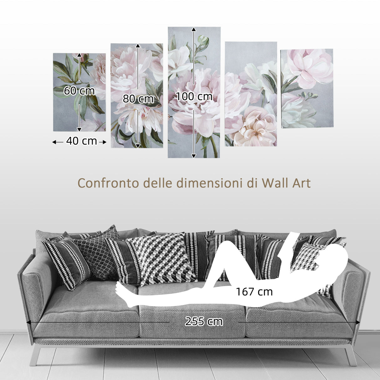 easycomfort easycomfort stampa su tela con fiori in legno di pino per casa e ufficio 200x100 cm multicolore