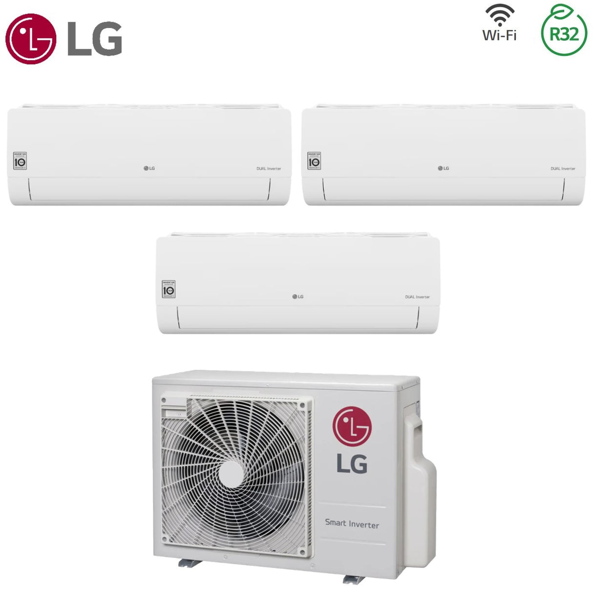 LG Trial Split Inverter Climatiseur Libero Smart Série 9 + 9 + 12 avec Mu3m21 R-32 9000 + 9000 + 12000 Wi-Fi intégré