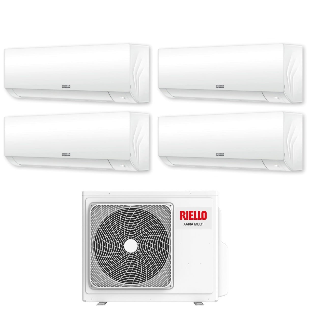 Riello Climatiseur Quad Split Inverter Série Aaria Plus 9 + 9 + 9 + 9 Avec Aaria Multi 485 P R-32 Wi-Fi en option 9000 + 9000 + 9000 + 9000
