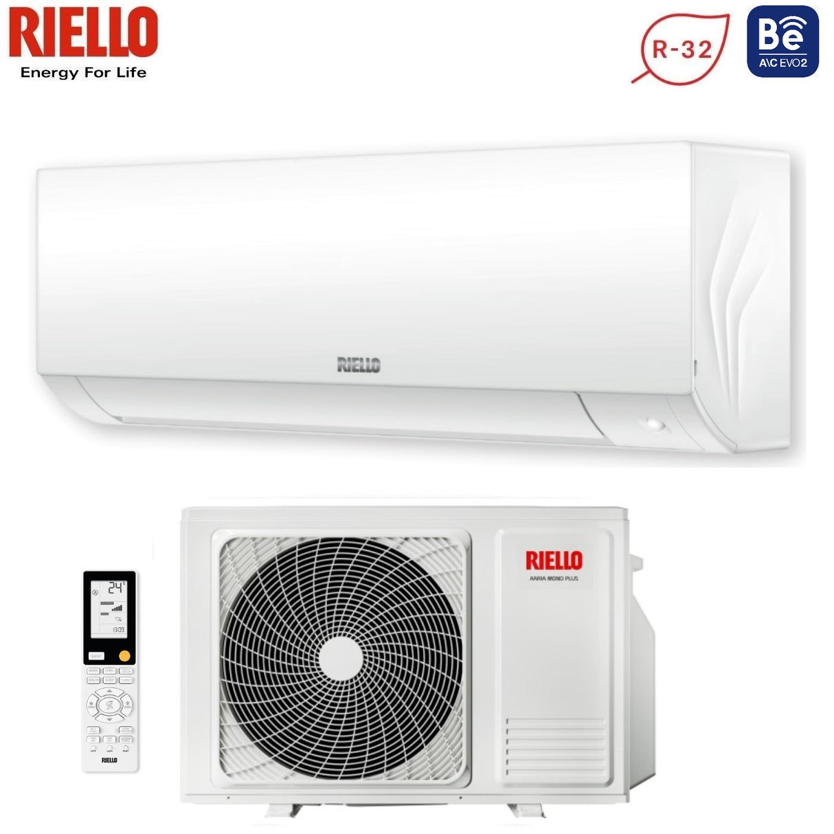 CLIMATISEUR INVERTER RIELLO série AARIA MONO PLUS 9000 BTU AMW25 PLUS R32 Wi-Fi OPTIONNEL