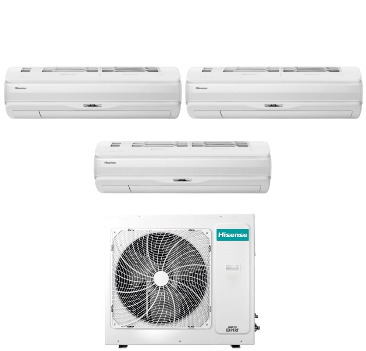 Climatizzatore Condizionatore Hisense Trial Split Inverter serie SILENTIUM PRO 9+9+9 con 3AMW72U4RJC R-32 Wi-Fi Integrato 9000+9000+9000