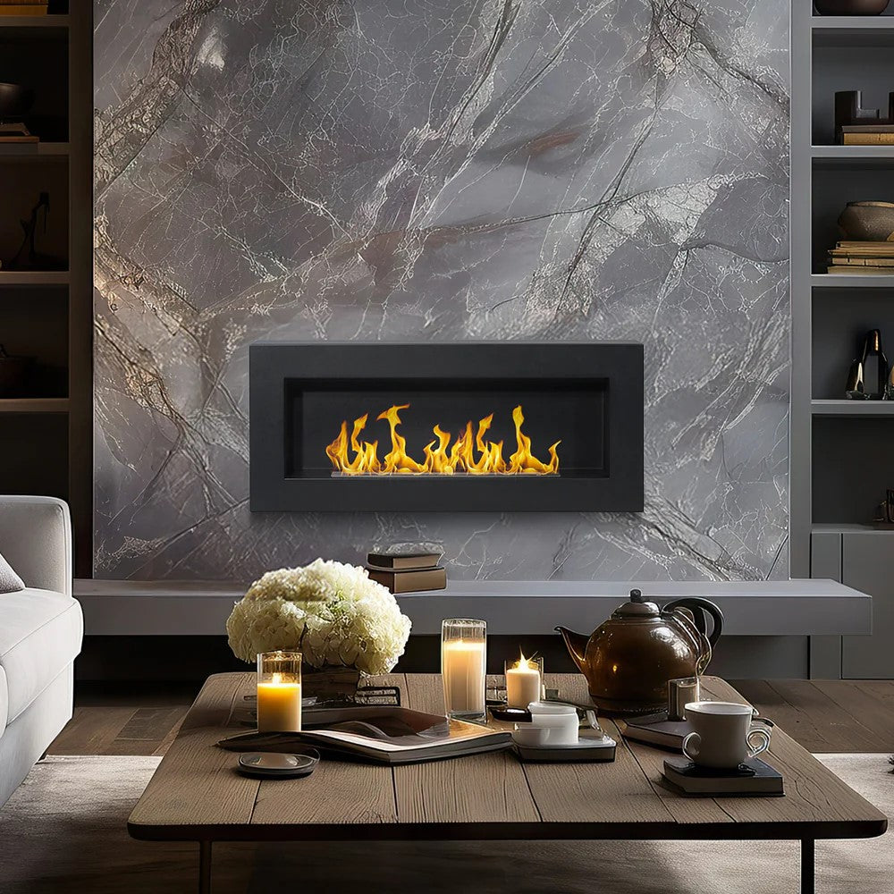 divina fire camino a bioetanolo biocamino da parete siena nero l 90 x p 12 x h 40 ean 8056157804710