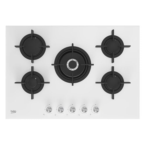 beko piano cottura a gas beko hilw 75222 sw 5 fuochi l75xp524 vetro bianco ean 8690842203848