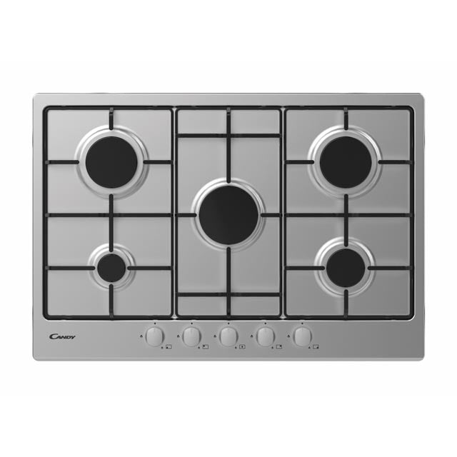 candy piano cottura a gas chw7x idea 5 fuochi 75 cm colore inox lxp 74x51 con griglie lavabili in lavastoviglie 33801969 ean 8016361966857