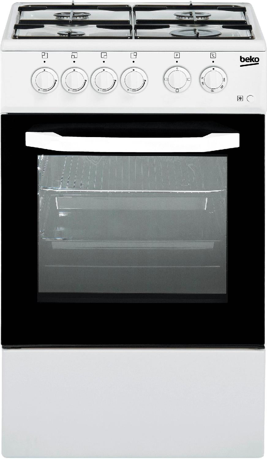 cucina a gas beko 4 fuochi e forno elettrico 54 lt css42014fw l50xp50 con coperchio colore bianco ean 8690842012518