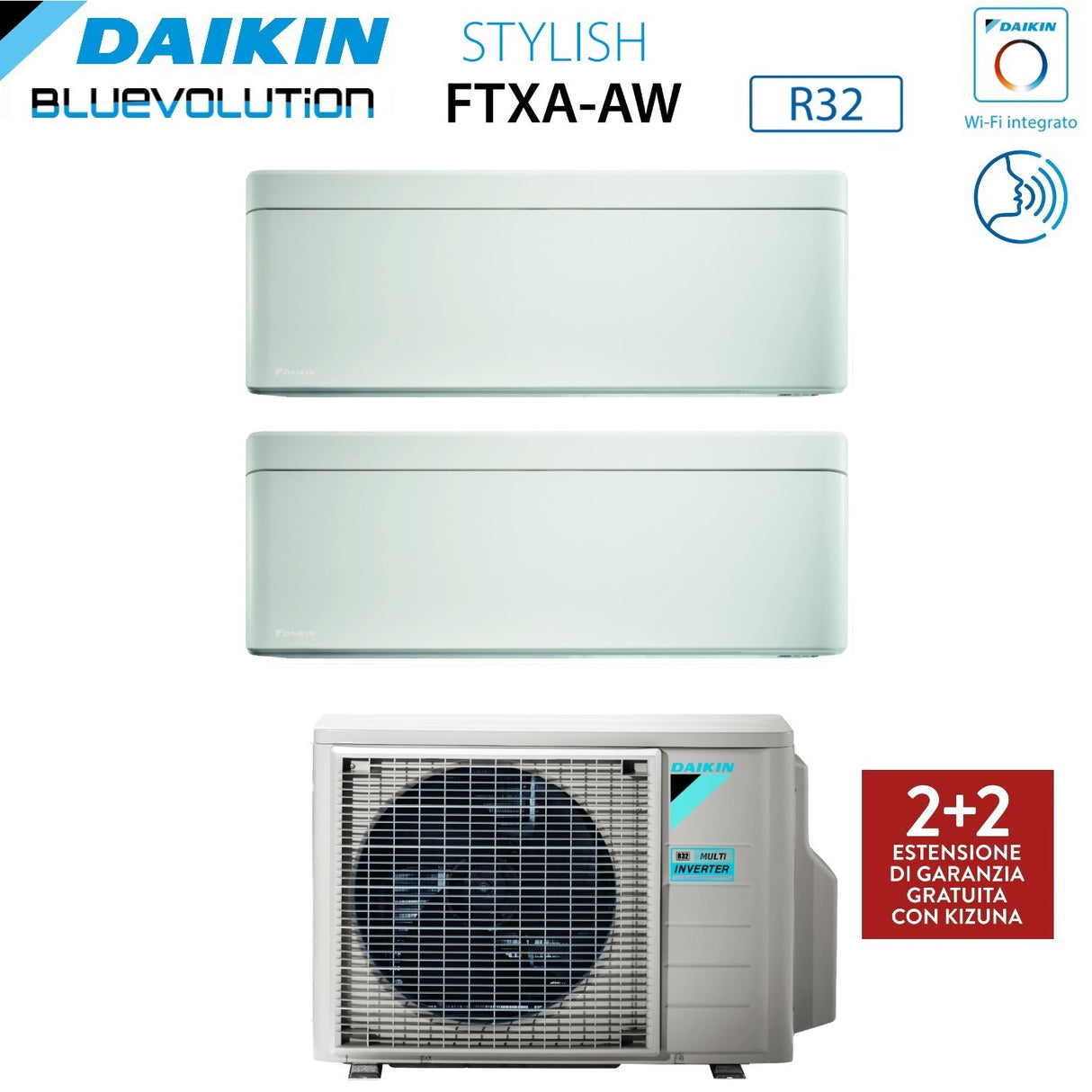 daikin climatizzatore condizionatore daikin bluevolution dual split inverter serie stylish white 912 con 3mxm52n r 32 wi fi integrato 900012000 colore bianco garanzia italiana