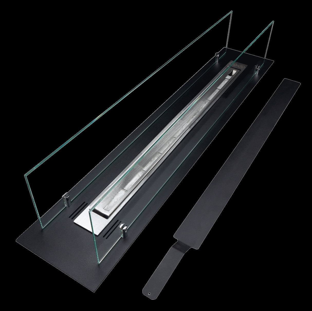 divina fire bruciatore per camino a bioetanolo biocamino in acciaio con vetri da 100 cm ean 8056157806066