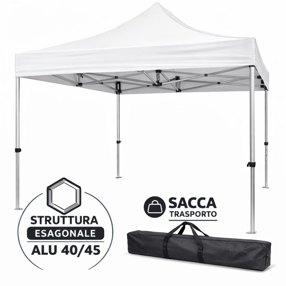 divina garden gazebo richiudibile professionale market pro 3x3 struttura in alluminio esagonale impermeabile bianco ean 8056157808855
