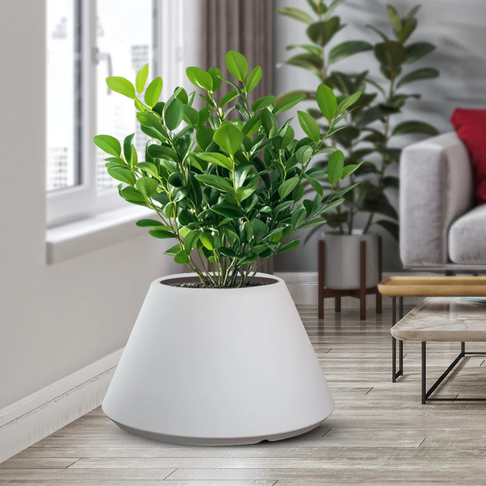 divina garden vaso in resina da esterno interno per piante tondo conico design d 60x35h stromboli bianco ean 8056157808909