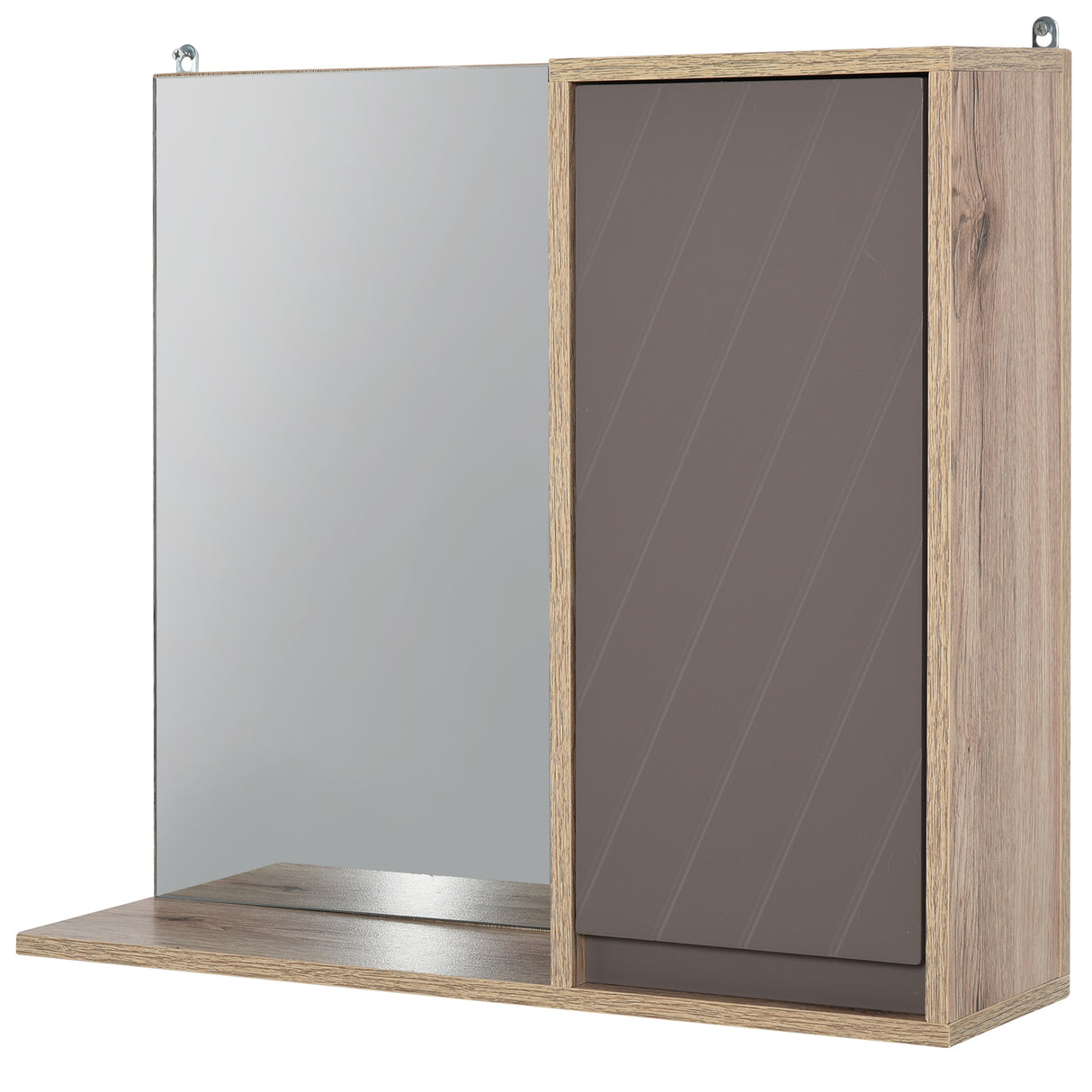 easycomfort easycomfort armadietto pensile per bagno con anta a specchio grigio e rovere ean 8054111842907