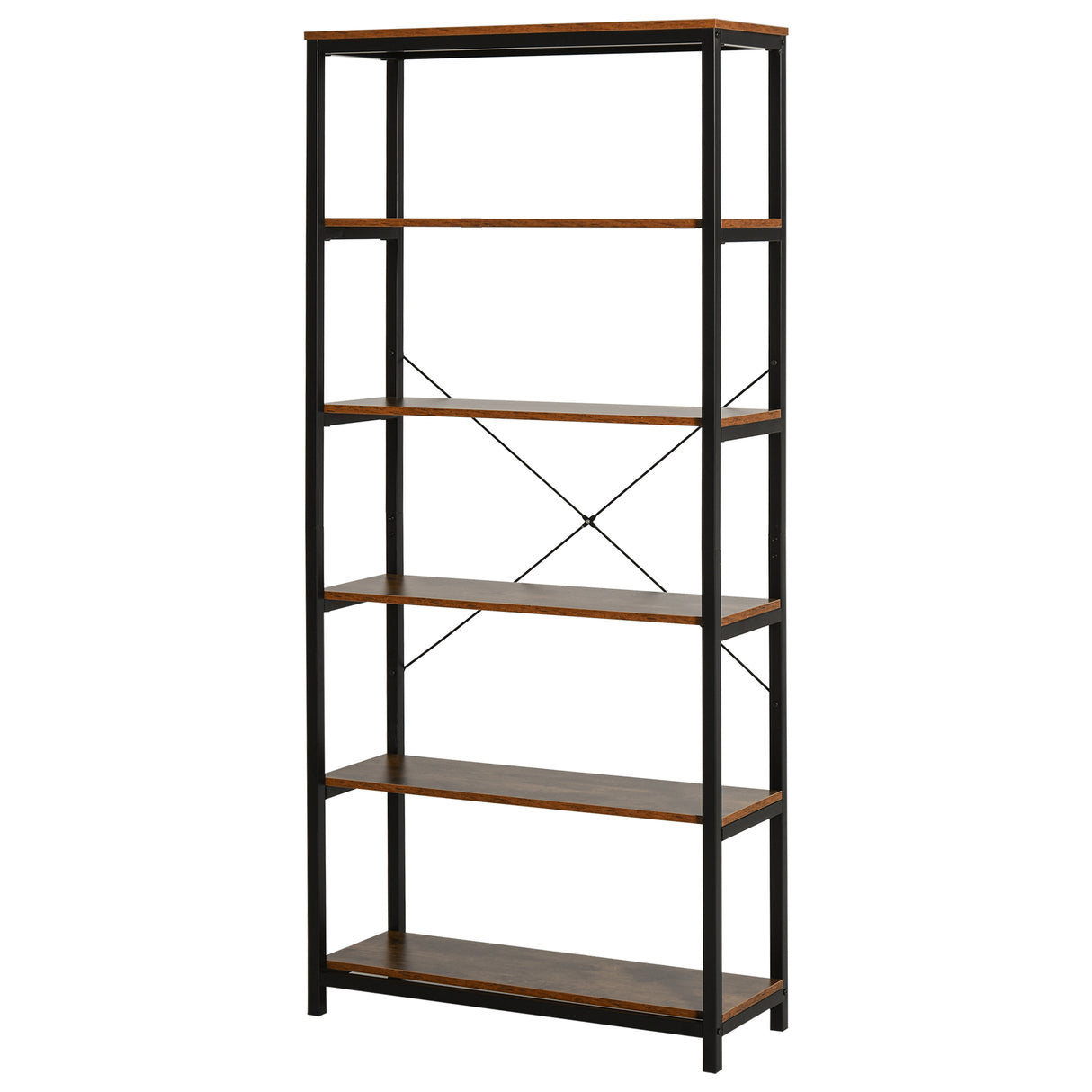 easycomfort easycomfort libreria in stile industriale vintage con 6 mensole in legno e metallo nero ean 8054144131009