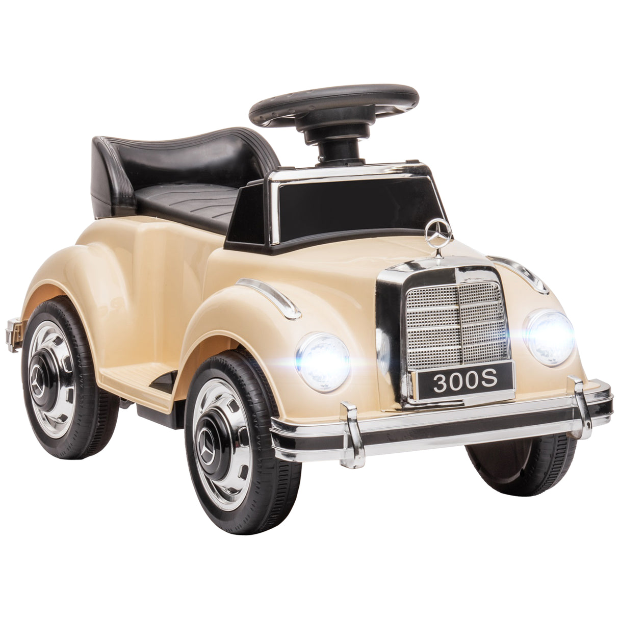 easycomfort easycomfort macchina elettrica per bambini 18 48 mesi con un clacson funzionante e usb auto licenza mercedes benz con musica beige