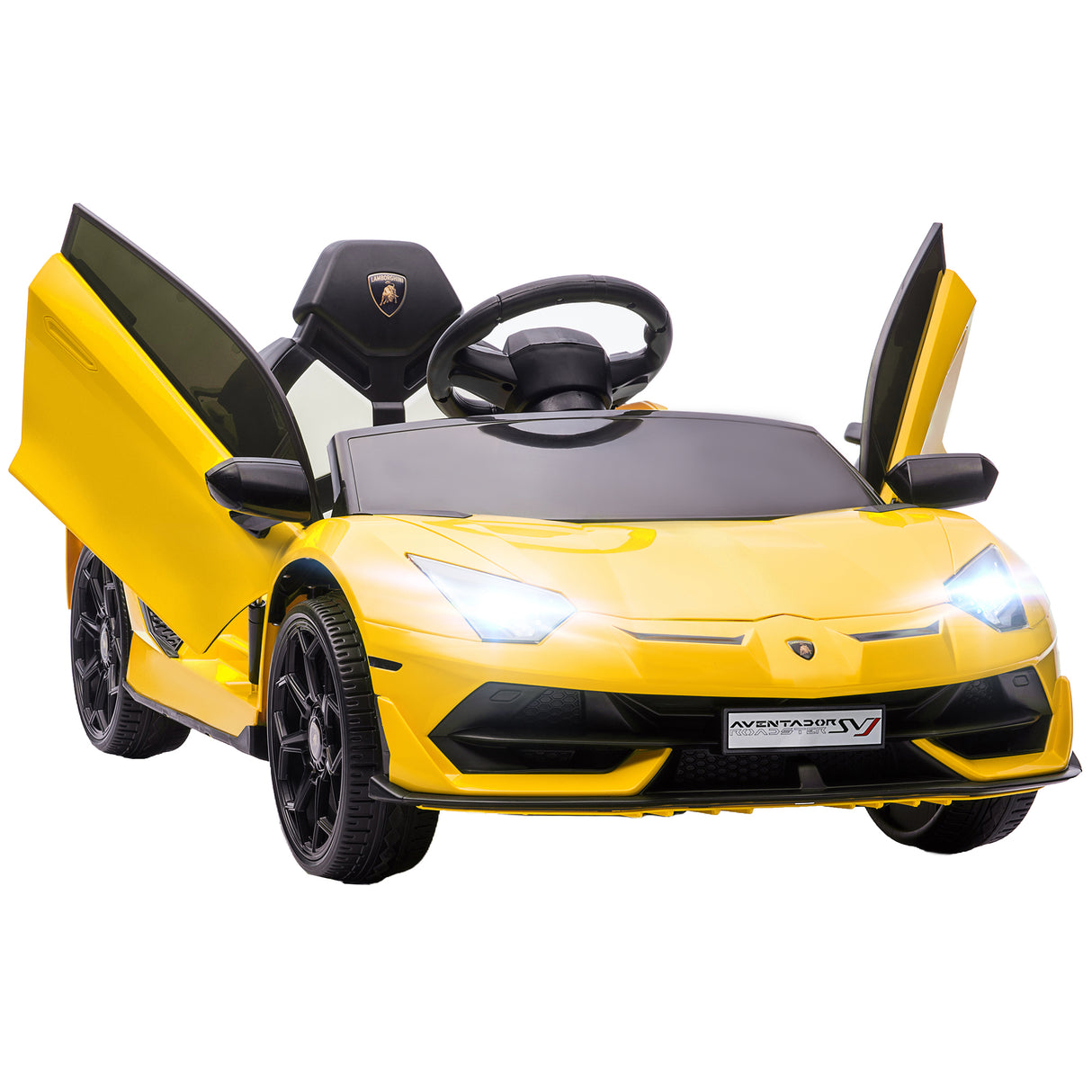 easycomfort easycomfort macchina elettrica per bambini 3 5 anni con licenza lamborghini auto 12v contelecomando clacson e musica giallo
