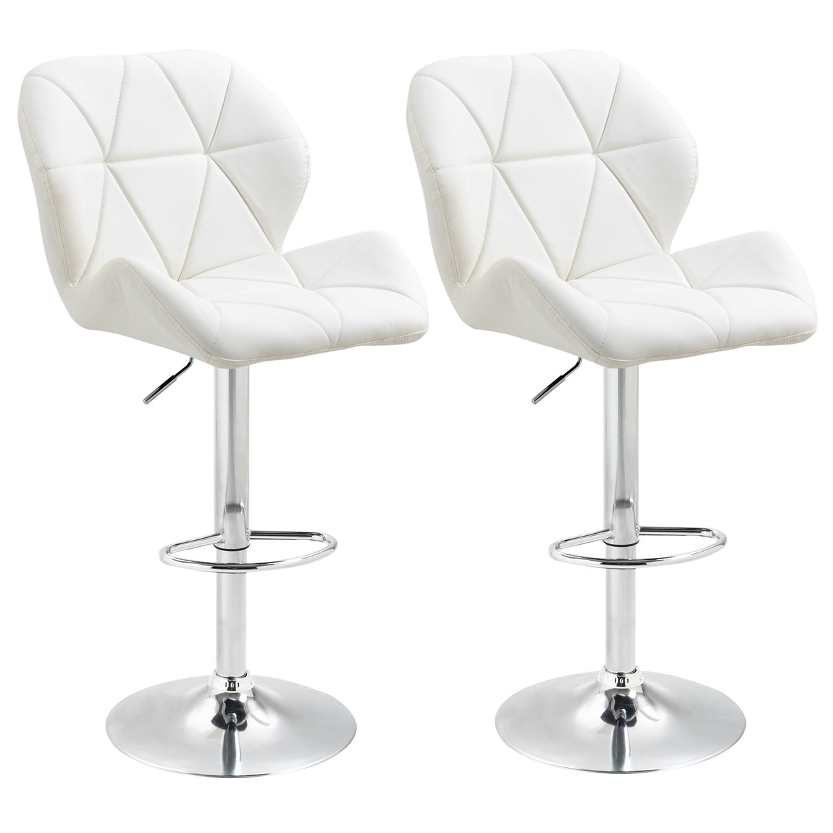 easycomfort easycomfort set 2 sgabelli da bar girevoli con altezza regolabile rivestimento similpelle e base rotonda bianco