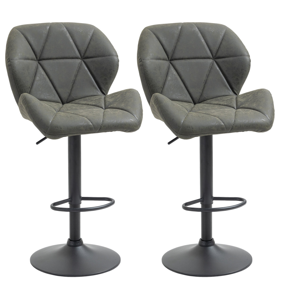 easycomfort easycomfort set 2 sgabelli da bar girevoli con altezza regolabile rivestimento similpelle e base rotonda grigio