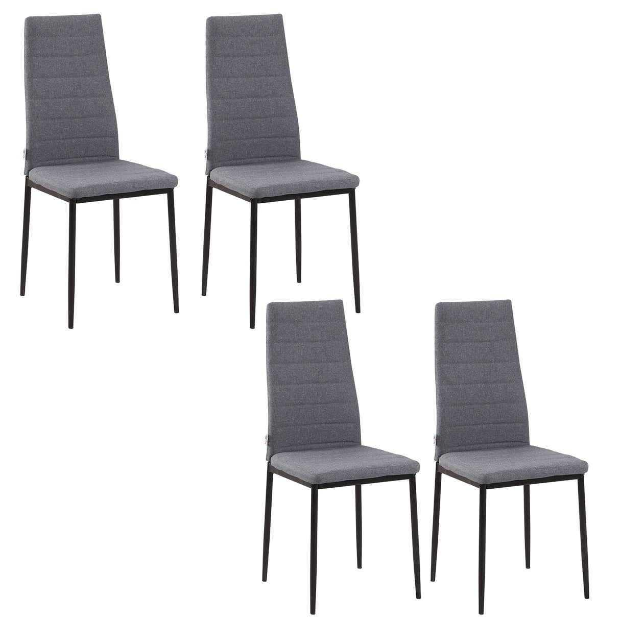 easycomfort easycomfort set 4 sedie imbottite in stile moderno in metallo e tessuto grigio