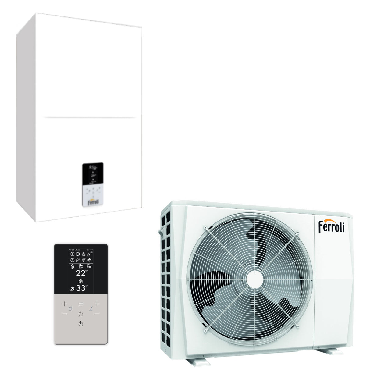 ferroli pompa di calore reversibile aria acqua inverter ferroli omnia s 3.2 16 trifase r 32 con comando incluso