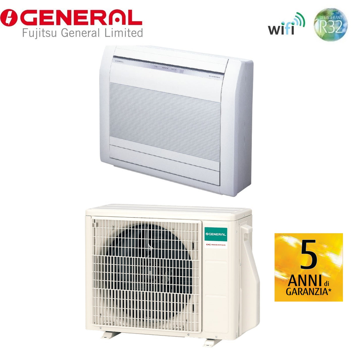 general fujitsu climatizzatore condizionatore general fujitsu console pavimento inverter 14000 btu aghg14kvca r 32 wi fi optional