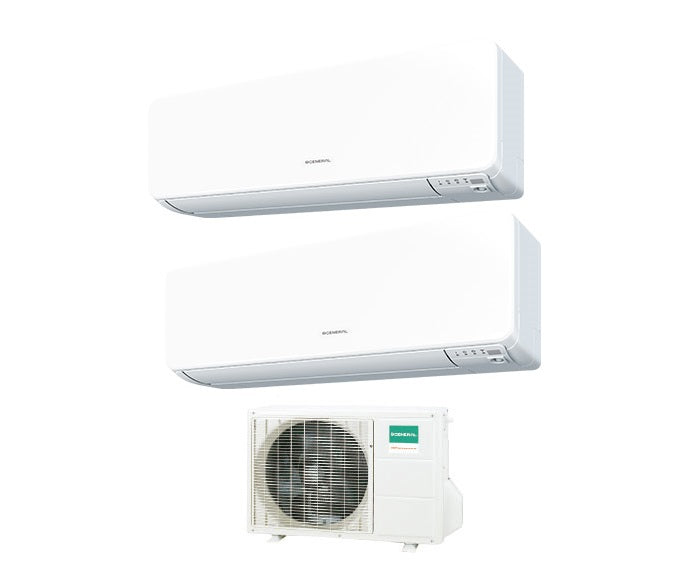 general fujitsu climatizzatore condizionatore general fujitsu dual split inverter kg 90009000 btu con aohg18kbta2 r 32 wi fi integrato 99