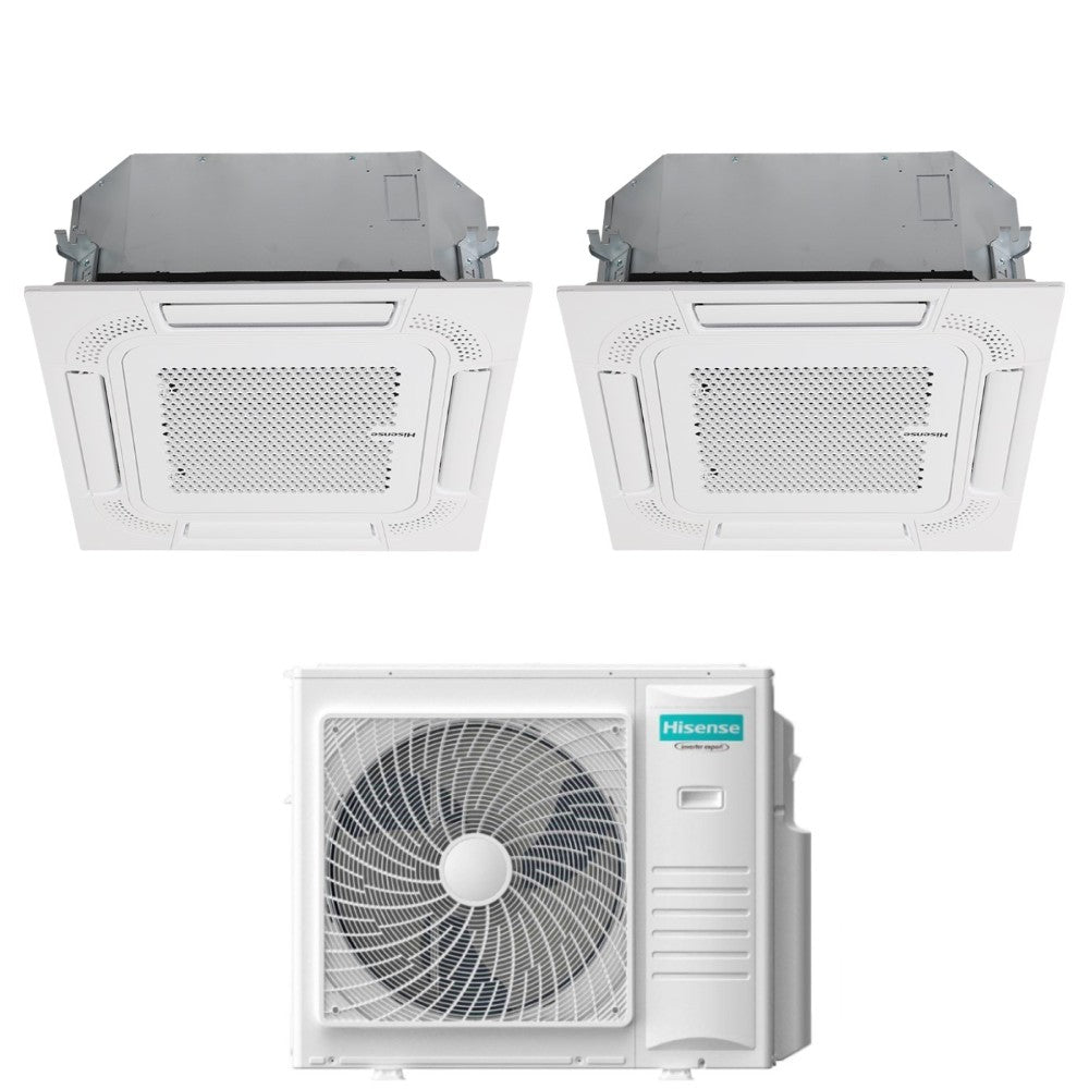hisense climatizzatore condizionatore hisense dual split a cassetta 1218 con 4amw105u4raa r 32 wi fi optional 1200018000 con telecomando e pannello incluso novita