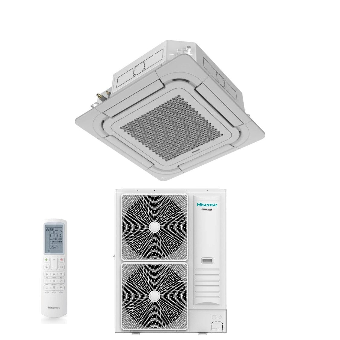 hisense condizionatore a cassetta hisense 60000 btu auc175ur4rkc8 r 32 wi fi optional trifase con pannello e telecomando
