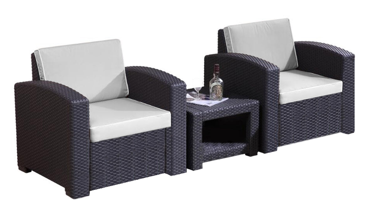 le stelle le stelle set salotto da giardino in polyrattan da 3 pezzi 2 poltrone da esterno tavolino e cuscini ean 8024299800440