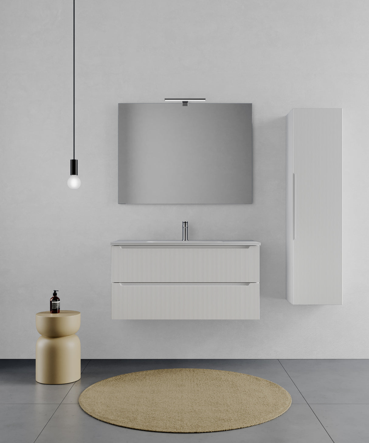 legnox consolle bagno legnox rigo 80 cm bianco neve con 2 cassetti lavabo specchio e lampada